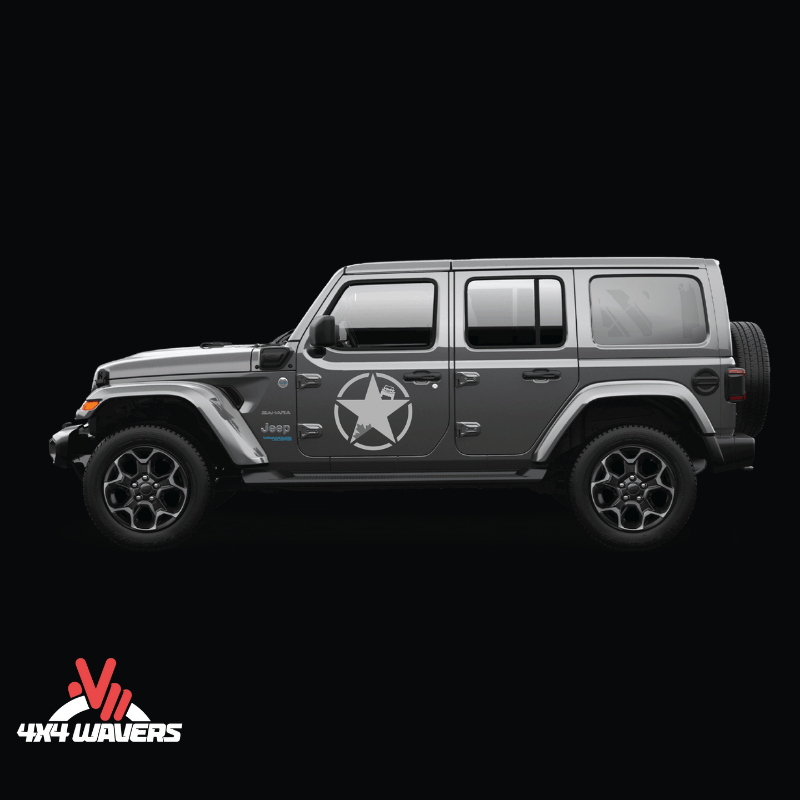 4x4wavers Canada Jeep Star Logo Sticker Decal Decoration for Side Door and Hood (2 Decals) - Offroad in Canada Style (Dark Gray Canada on Black) - 4X4 WAVERS