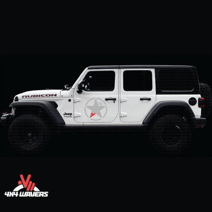 4x4wavers Canada Jeep Star Logo Sticker Decal Decoration for Side Door and Hood (2 Decals) - Offroad in Canada Style (Red Canada on Gray) - 4X4 WAVERS