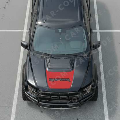 Ford F-150 Raptor Capot – Panneau de texte personnalisé tout-terrain (Vert/Gris/Bleu/Rouge/Sable/Noir + Découpe) – 2017–2025 – Vinyle découpé mat imprimé 3M ou Avery