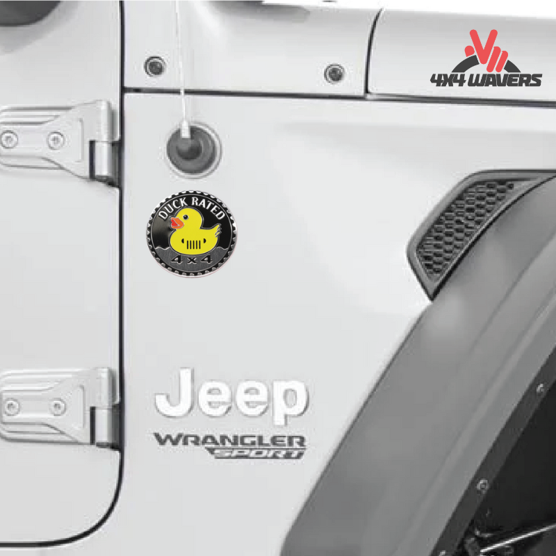 4x4wavers Offroad 4X4 Rated Aluminum Badge Decal, 4X4 3D Emblem - Jeep Duck Rated Style Design - 4X4 WAVERS