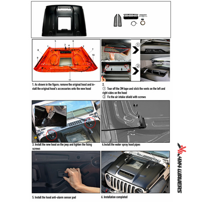 4x4wavers Hood - Capsule Style with transparent window for Engine - 4X4 WAVERS