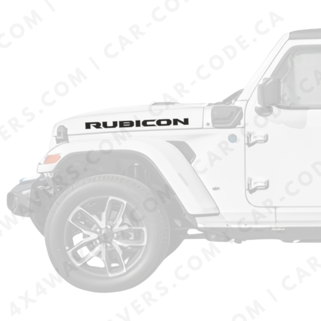 4x4wavers Rubicon Style Decal Sticker Kit for Hood Sides – Vinyl Car Decals for Jeep Wrangler Models – 2x Rubicon Decals – Made in Canada - 4X4 WAVERS