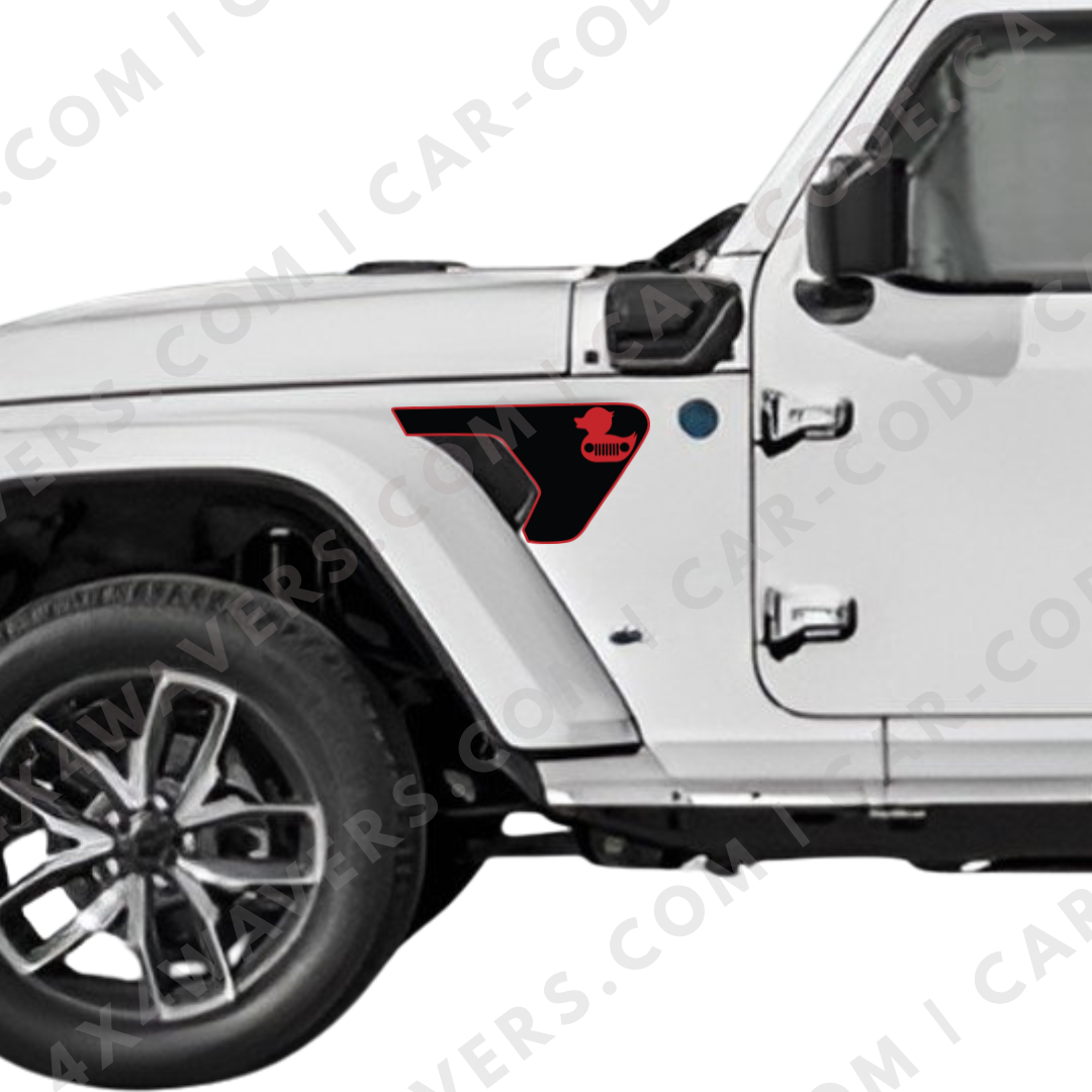 CARCODE Fender Insert Decal/Sticker - Duck Graphic Kit - For Jeep Wrangler/Gladiator JL/JLU/JT 2018+ - Premium Vinyl