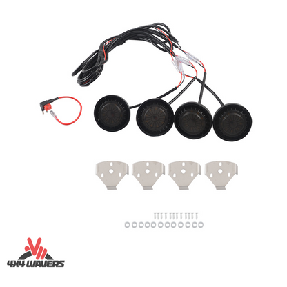 4x4wavers Grille Light Inserts Kit (4 Led Lights) Waterproof with Fuse, White Light with Black Smoke Housing - 4X4 WAVERS