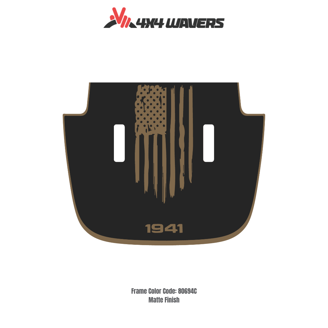 Kit d'autocollants décalcomanies 4x4wavers AMERICA 1941 pour capot JL SAHARA – Autocollants vinyles pour voitures Jeep Wrangler – Fabriqué au Canada
