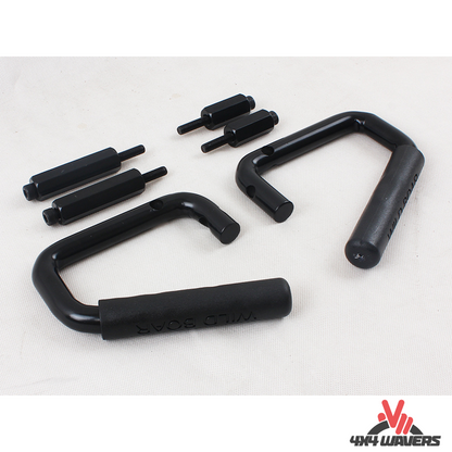 4x4wavers Metal Front Grab Handle Kit (Black Color) - 4X4 WAVERS