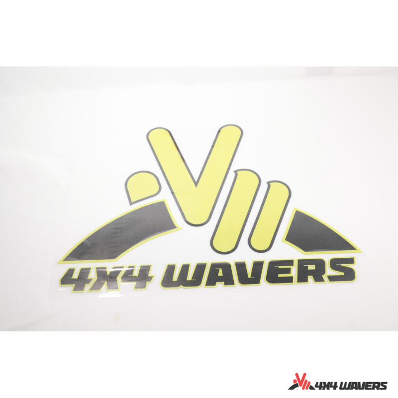 4x4wavers Official Logo Sticker Decal Decoration for Side Door and Hood (2 Decals) - Be a waver Style (Yellow) - 4X4 WAVERS