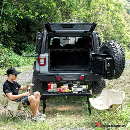 4x4wavers Tacmolle Aluminum Multi-Function Rear Trunk Frame with Rail, Foldable Table and side windows extension tools panel - 4X4 WAVERS