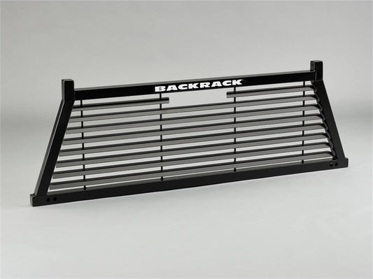 RealTruck Backrack louvered headache rack for 99-06 GM, 20-26 GM HD, Dodge Ram 09-26, 1500, 2500, 3500 trucks, shown in image.
