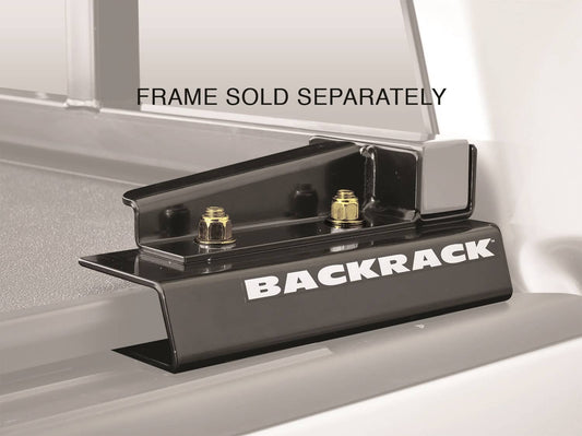 RealTruck Backrack tonneau adaptor for 2004-2014 Ford F-150 headache rack, shown on truck bed in close-up image.