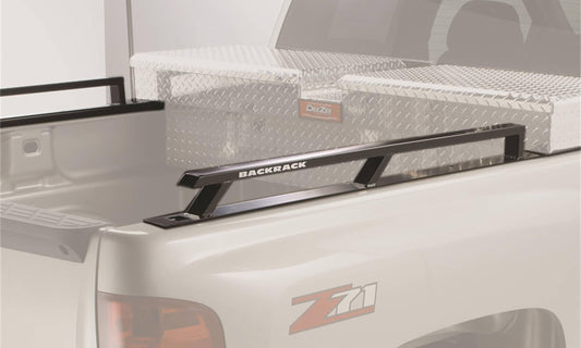 RealTruck Backrack headache rack with siderails for 2015-2026 Ford F150 8-foot truck bed, mounted on the truck's sides.