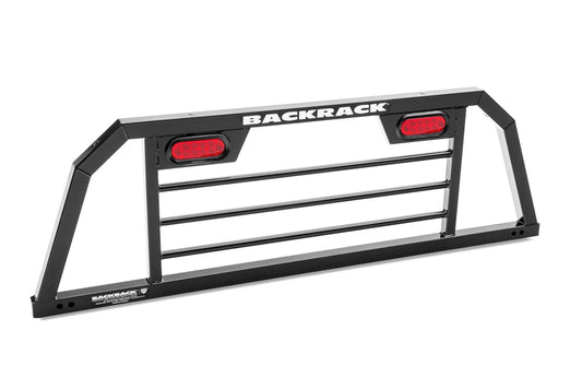 RealTruck Backrack SRL lighted safety headache rack mounted on truck bed with visible lighting features and durable steel construction