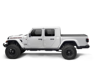 BAK MX4 hard folding tonneau cover for Jeep Gladiator 5ft bed in matte aluminum with tailgate lock system and 400lb capacity