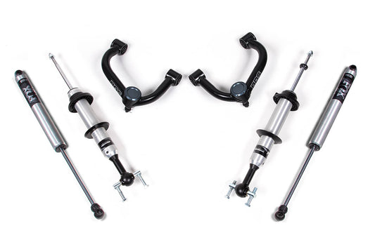 BDS Suspension 2-inch leveling kit with Fox 2.0 shocks for 2014-2020 Ford F-150 4WD, showcasing the shocks and installed components.
