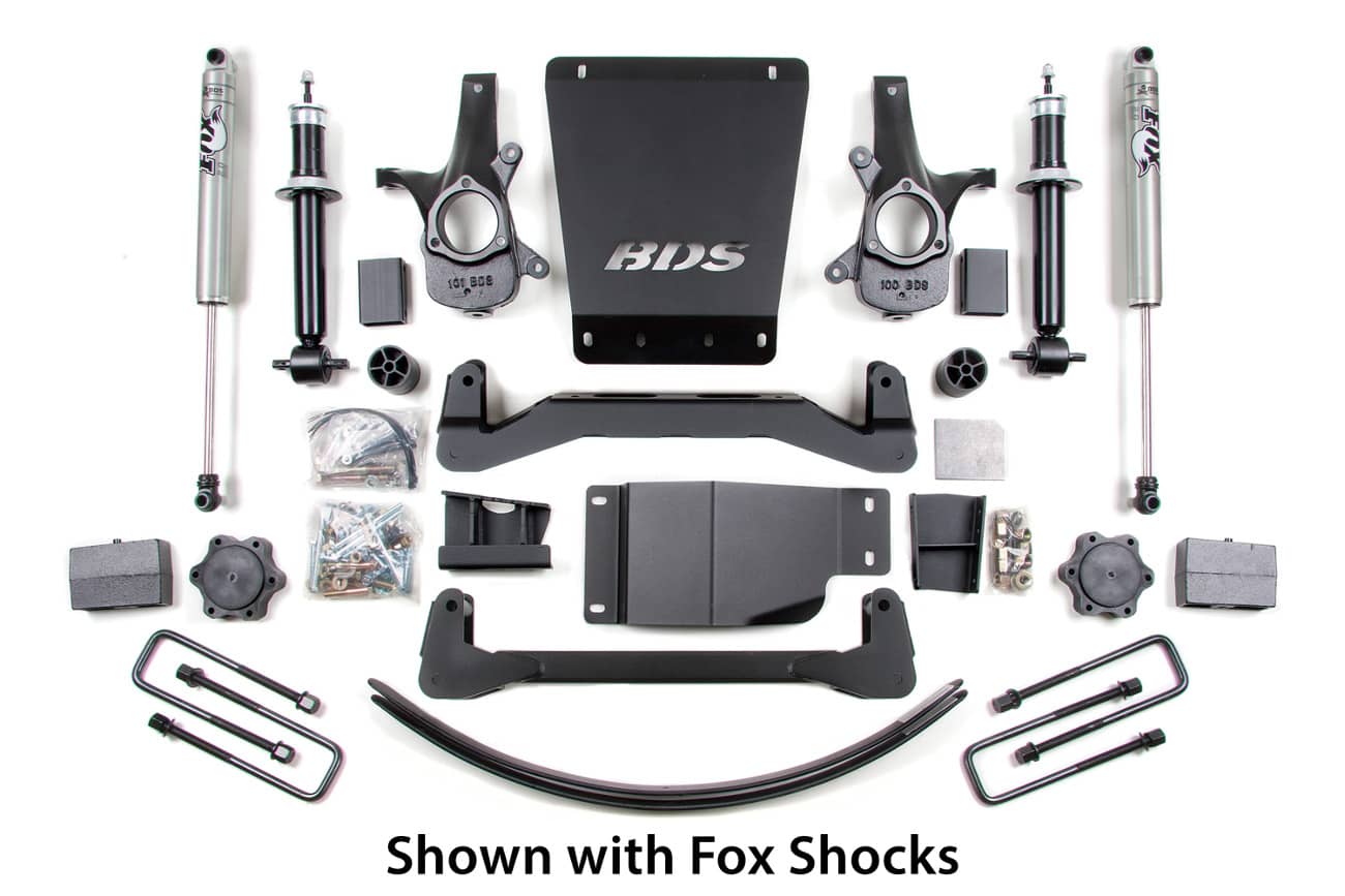 BDS Suspension 6-inch lift kit for 2007-2013 GM Silverado 1500 trucks with lifted suspension and components visible.