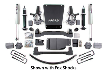 BDS Suspension 6-inch lift kit for 2007-2013 GM Silverado 1500 trucks with lifted suspension and components visible.
