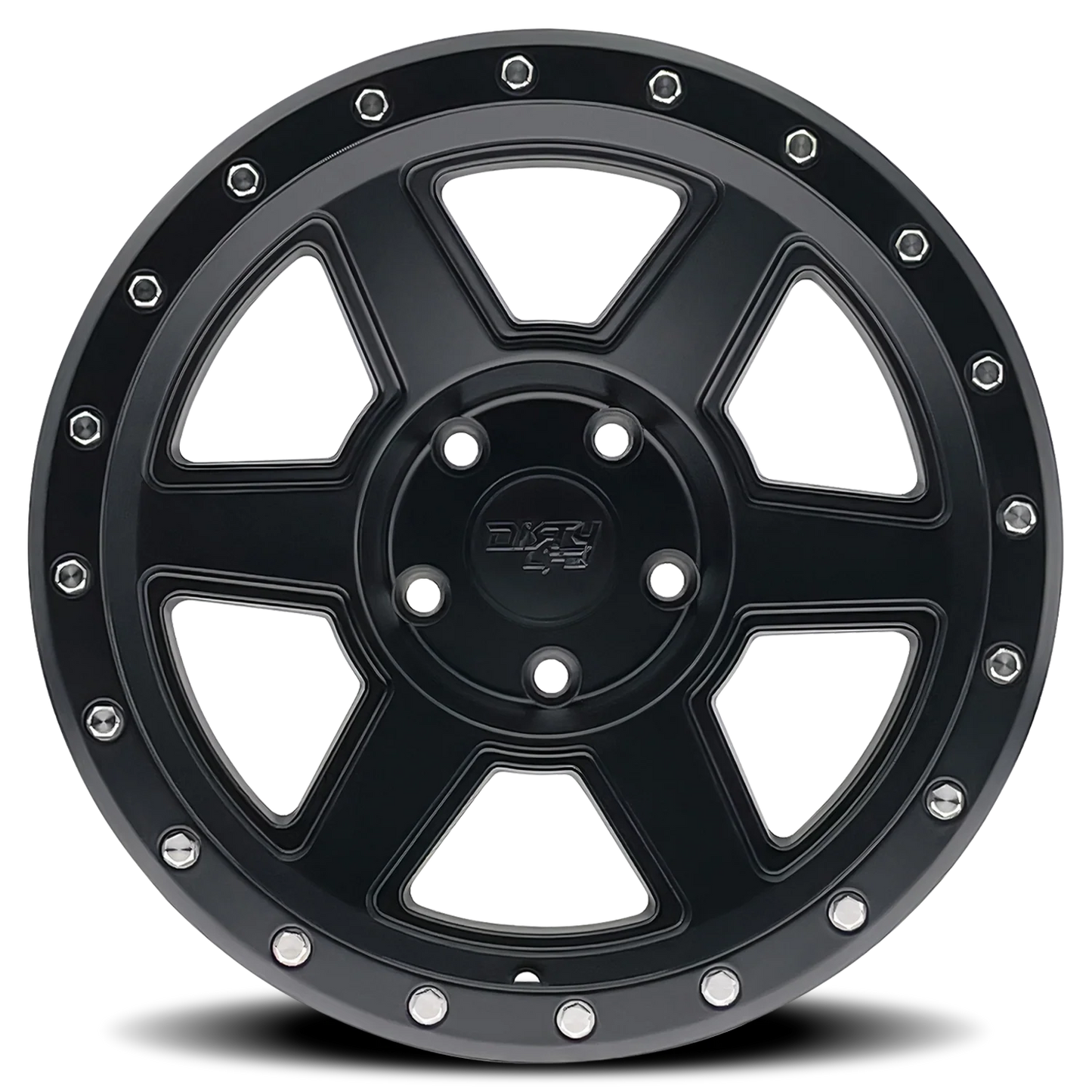 Dirty Life Compound 9315 matte black 17x9 inch off-road wheel with 5-127 bolt pattern, -12mm offset, 78.1mm center bore, by 4X4 Wavers
