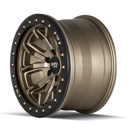 Dirty Life DT-1 9303 satin bronze 17x9 wheel with 5-127 bolt pattern, -12mm offset, 78.1mm center bore, by 4X4 Wavers.