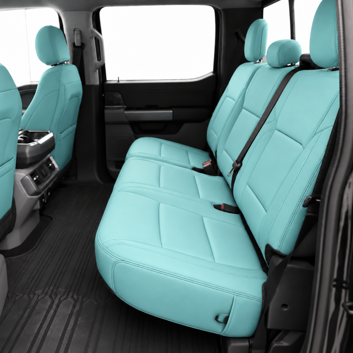 OFFactory OEM-style leather seat cover set for Ford F-350 Super Duty, hand-made to order in a custom color.