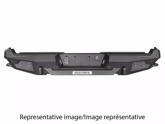 Go Rhino BR20.5 rear bumper for Ford F150 2021-2026, durable black bumper with rugged design and mounting hardware.