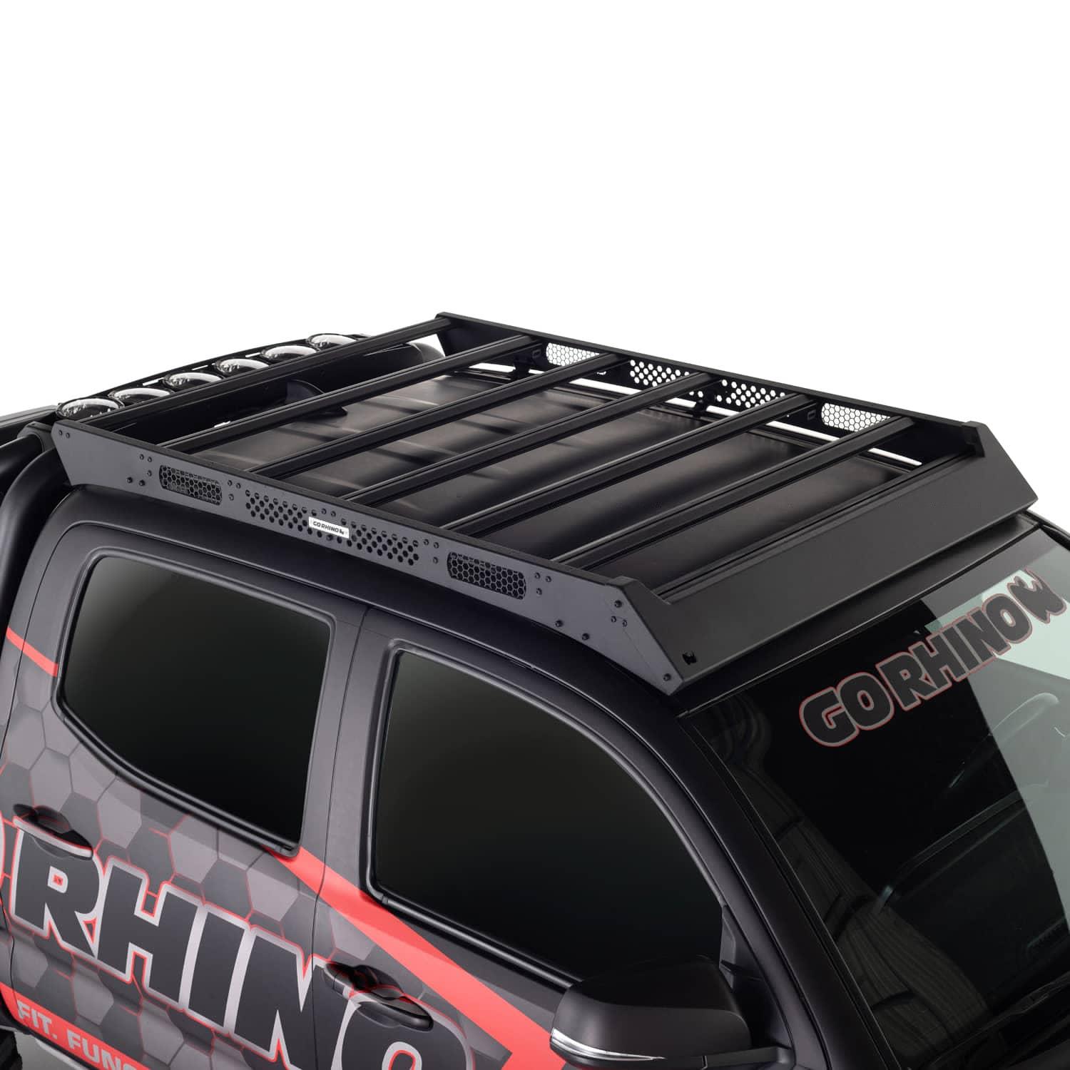 Go Rhino CEROS roof rack for 2019-2026 GM 1500 Crew, durable roof rack system installed on vehicle roof.