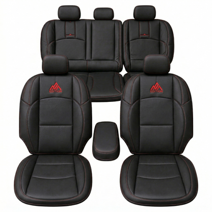 Dark brown custom leather upholstery on front seats by OFFactory.