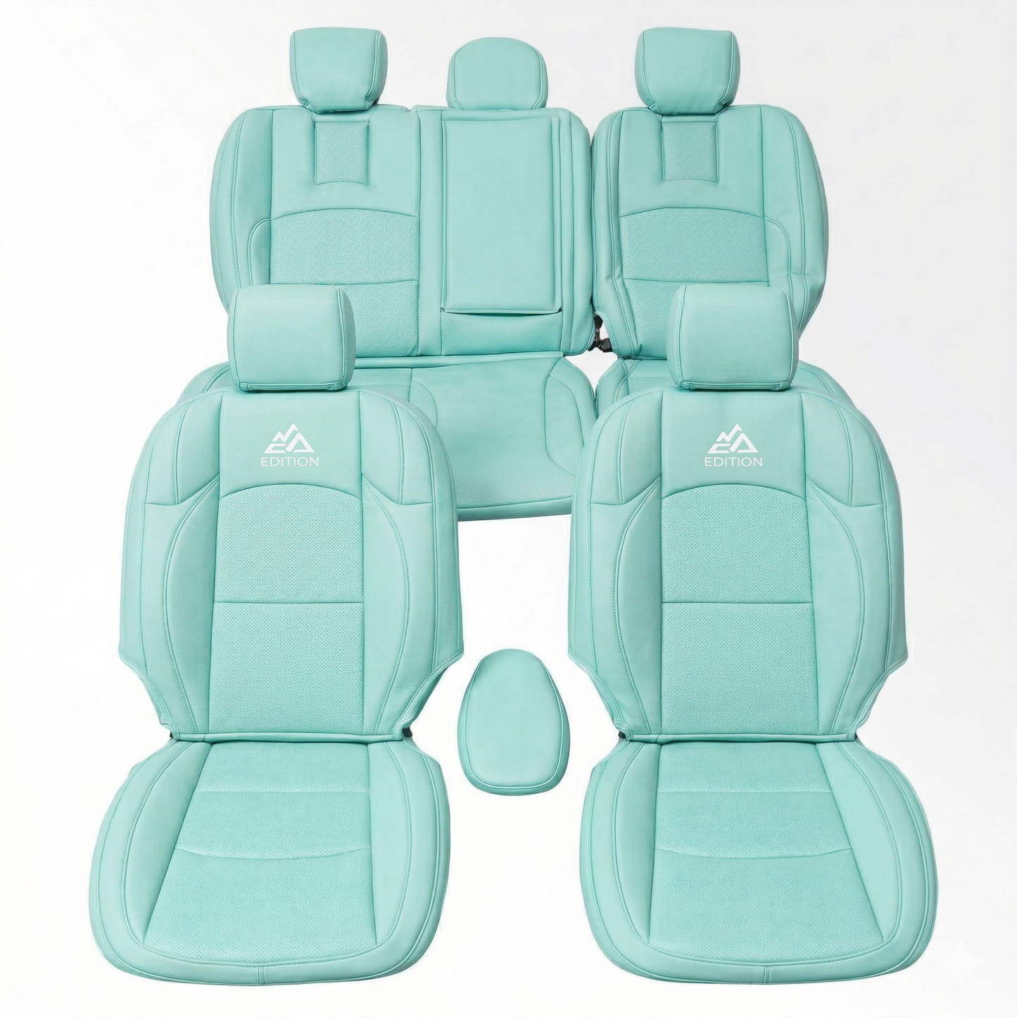 Custom leather seat covers installed on front seats by OFFactory.