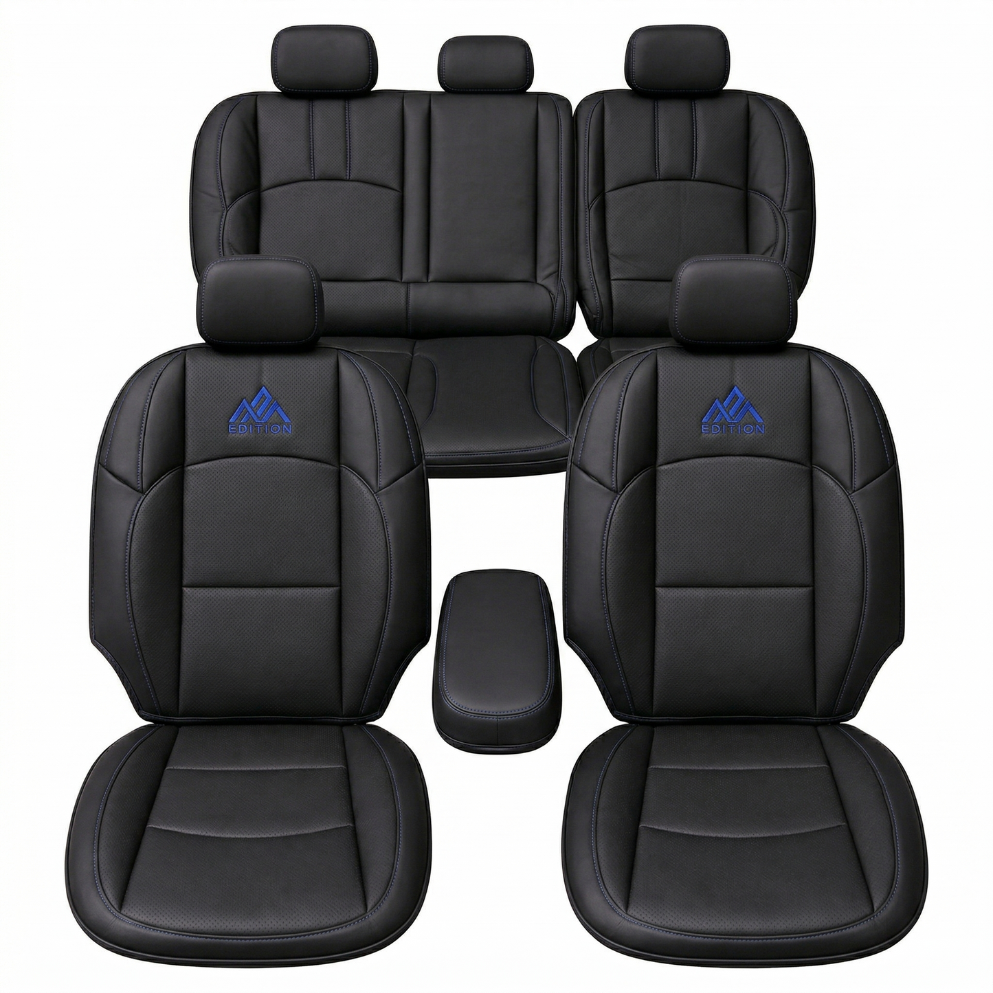 OFFactory custom leather seat covers, fitted front seats with detailed stitching.