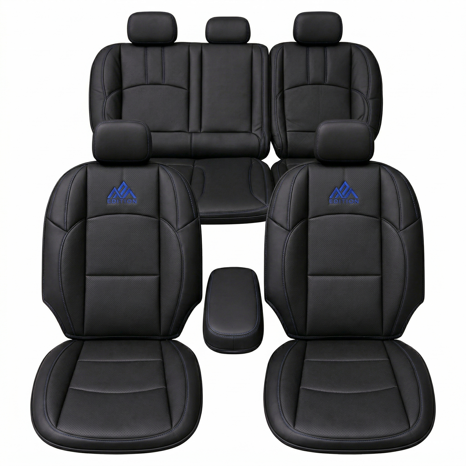 OFFactory custom leather seat covers, fitted front seats with detailed stitching.