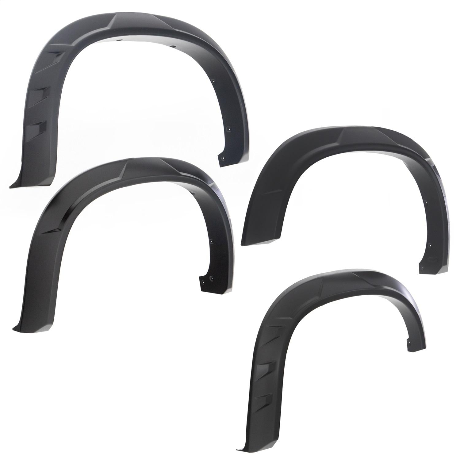 Husky Liners DRT Fender Flares for 2019-2026 Chevy Silverado 1500, four black plastic wheel arch extensions.