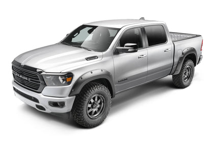 Husky Liners pocket style fender flares for 2019-2024 RAM 1500 trucks, excluding Rebel and TRX models, shown in black.