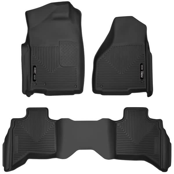 Husky Liners X-Act front and second row floor mats for 2009-2018 RAM 1500 and 2019-2024 RAM 1500 Classic Quad Cab vehicles.