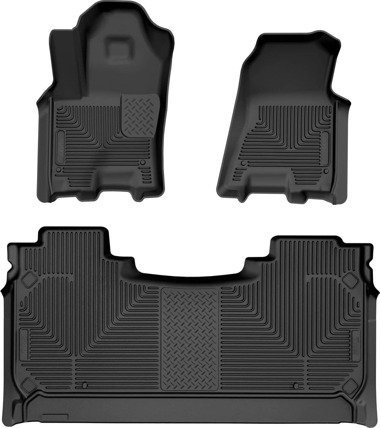 Husky Liners WeatherBeater front and rear floor liners for 2025-2026 Ram 1500 Crew Cab truck, black molded plastic mats.