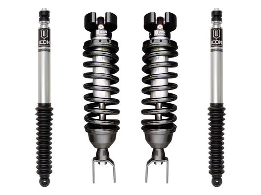 ICON Vehicle Dynamics Stage 1 0-1.5 inch leveling shock kit for 2019-2026 RAM 1500 lift kits, featuring shock absorbers and mounting hardware.