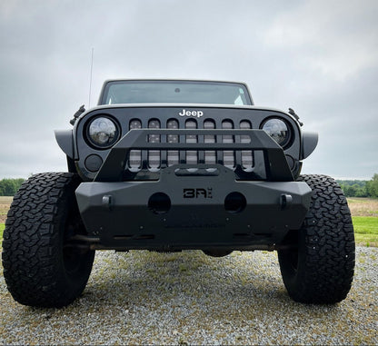4X4 WAVERS Body Armor Orion front bumper installed on a 2007-2026 Jeep Wrangler JK, JL, and Gladiator JT.