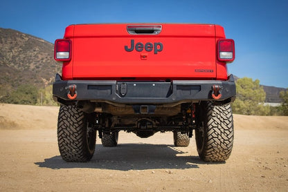 Rear bumper for Jeep Gladiator 2019-2026 with body armor, made by 4X4 WAVERS, showcasing rugged off-road protection and durable construction.