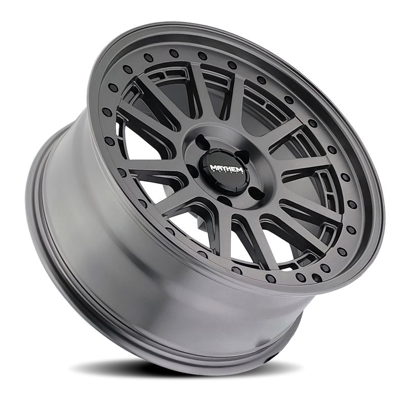 4x4 Wavers Mayhem Compass 8305 matte gunmetal alloy wheel with black bolt, 20x9 inches, 5-127 bolt pattern, 78.1mm offset