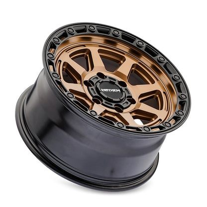 MAYHEM RIDGELINE 8306 satin bronze 17x8.5 inch alloy wheel with 5-127 bolt pattern and -6mm offset, by 4X4 WAVERS.