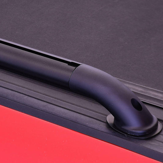 Putco T-slot black locker side bed rails installed on a 2021 Ford F150 5'6" bed, durable aluminum construction for truck bed protection