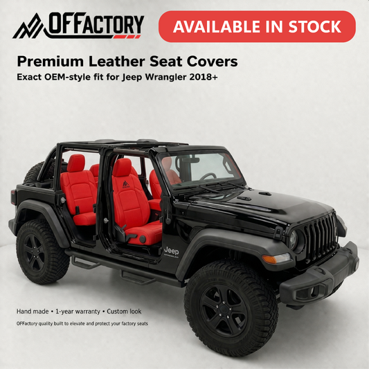Fundas de asiento de cuero estilo OEM OFFactory | Jeep Wrangler JLU y 4xe 2018-2026 | Listas para enviar