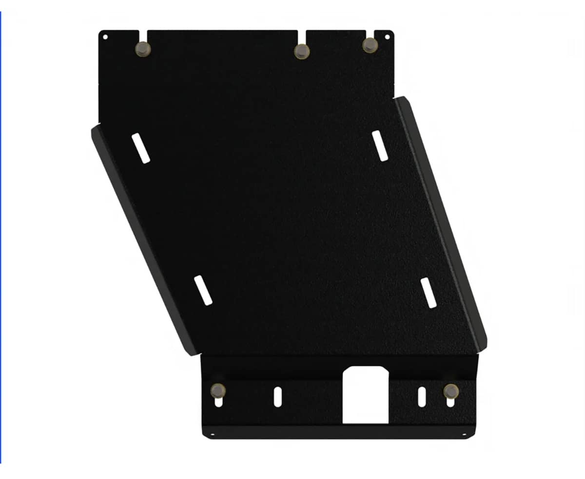 RCI transfer case skid plate for 2019-2026 Silverado, 10-gauge steel with black powder coat finish, rugged protection for off-road use.