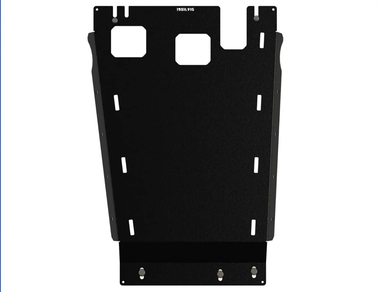 RCI transmission skid plate for 2019-present Silverado, 10-gauge steel with black powder coat finish, designed to protect the transmission.