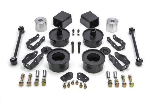 ReadyLift 2.5-inch lift kit for 2018-2025 Jeep Wrangler JL, showing the lift components installed on the vehicle.