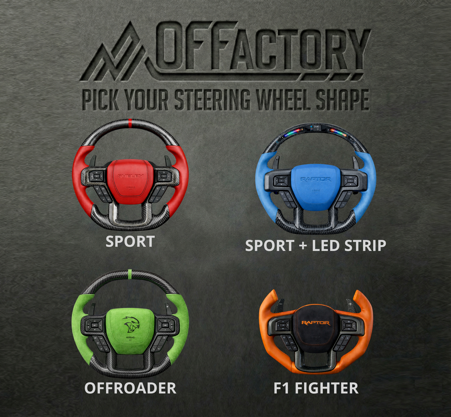 OFFactory Volante deportivo premium personalizado - Ford F150 F250 F350 2015-2021 - 4X4 WAVERS