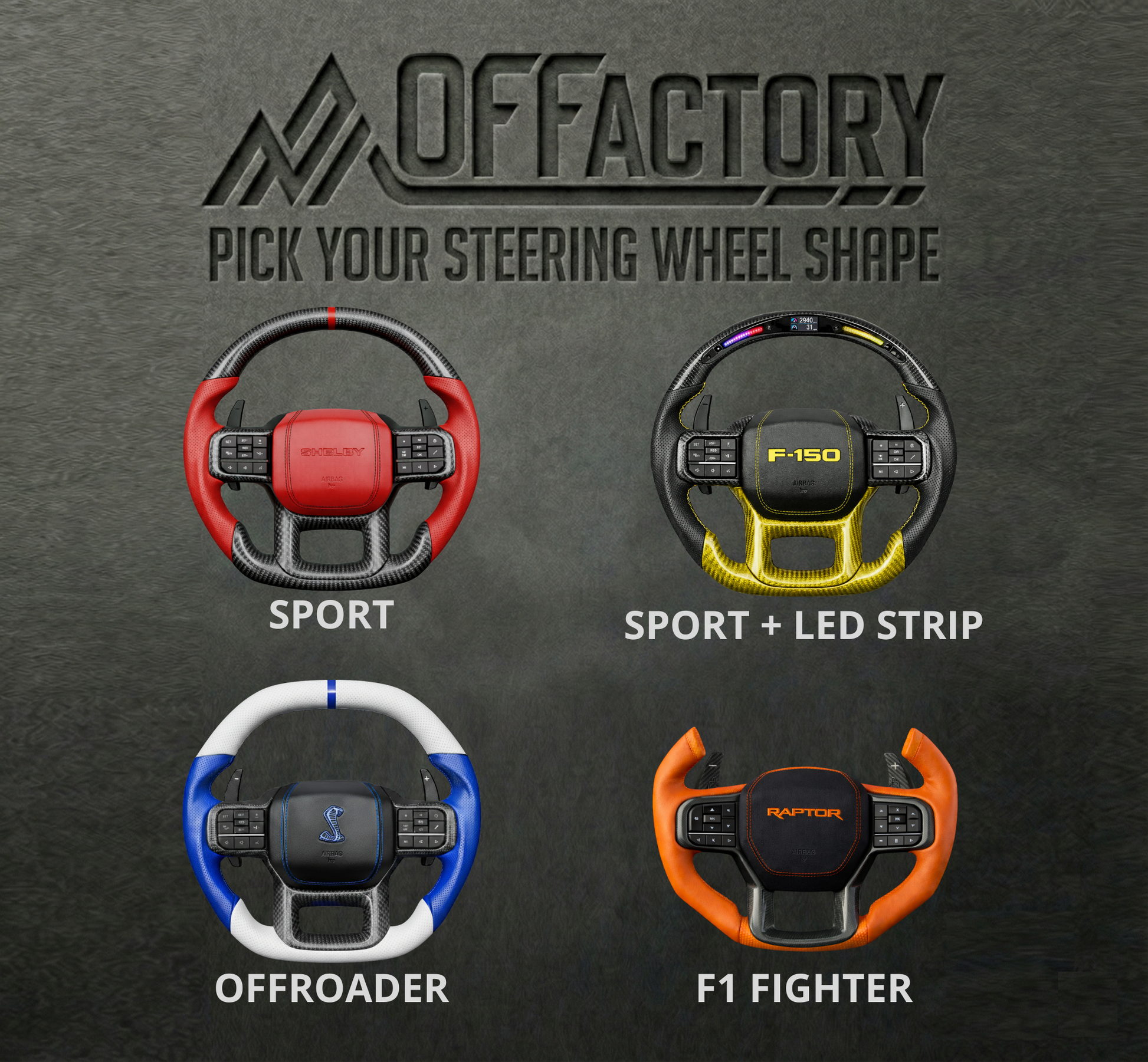 OFFactory Volante personalizado premium de alto rendimiento - Ford F150 F250 F350 2021+ - 4X4 WAVERS
