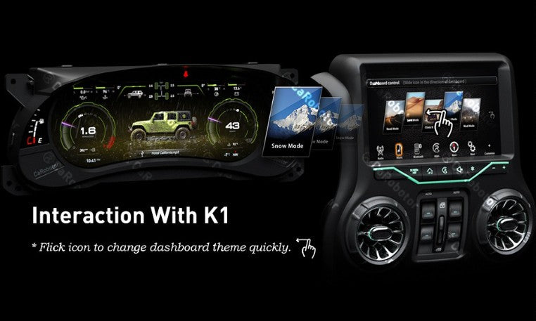 J-Pro Plus Carobotor Dash Cluster & K1 Radio with Accessories (2025 Gen 2) - Jeep Wrangler JK/JKU 2011-2018 - 4X4 WAVERS