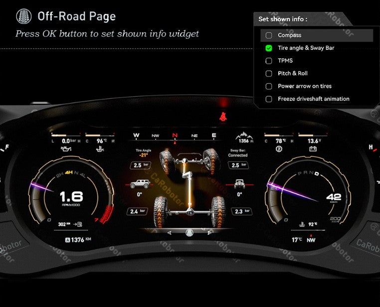 J-Pro Plus Carobotor Dash Cluster & K1 Radio with Accessories (2025 Gen 2) - Jeep Wrangler JK/JKU 2011-2018 - 4X4 WAVERS
