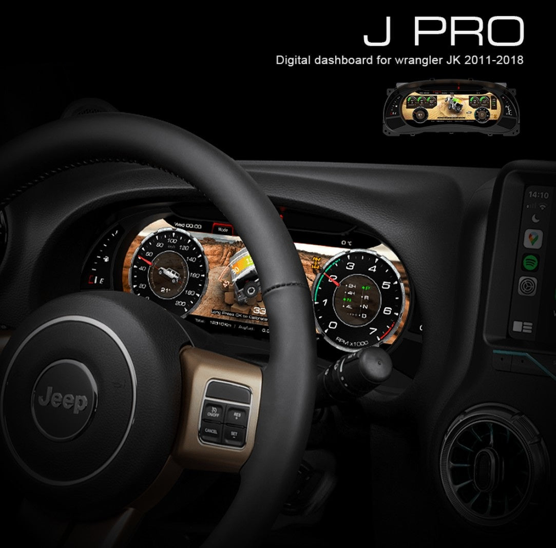 J-Pro Carobotor Dash Cluster & K1 Radio with Accessories (1st Generation) - Jeep Wrangler JK/JKU 2011-2018 - 4X4 WAVERS