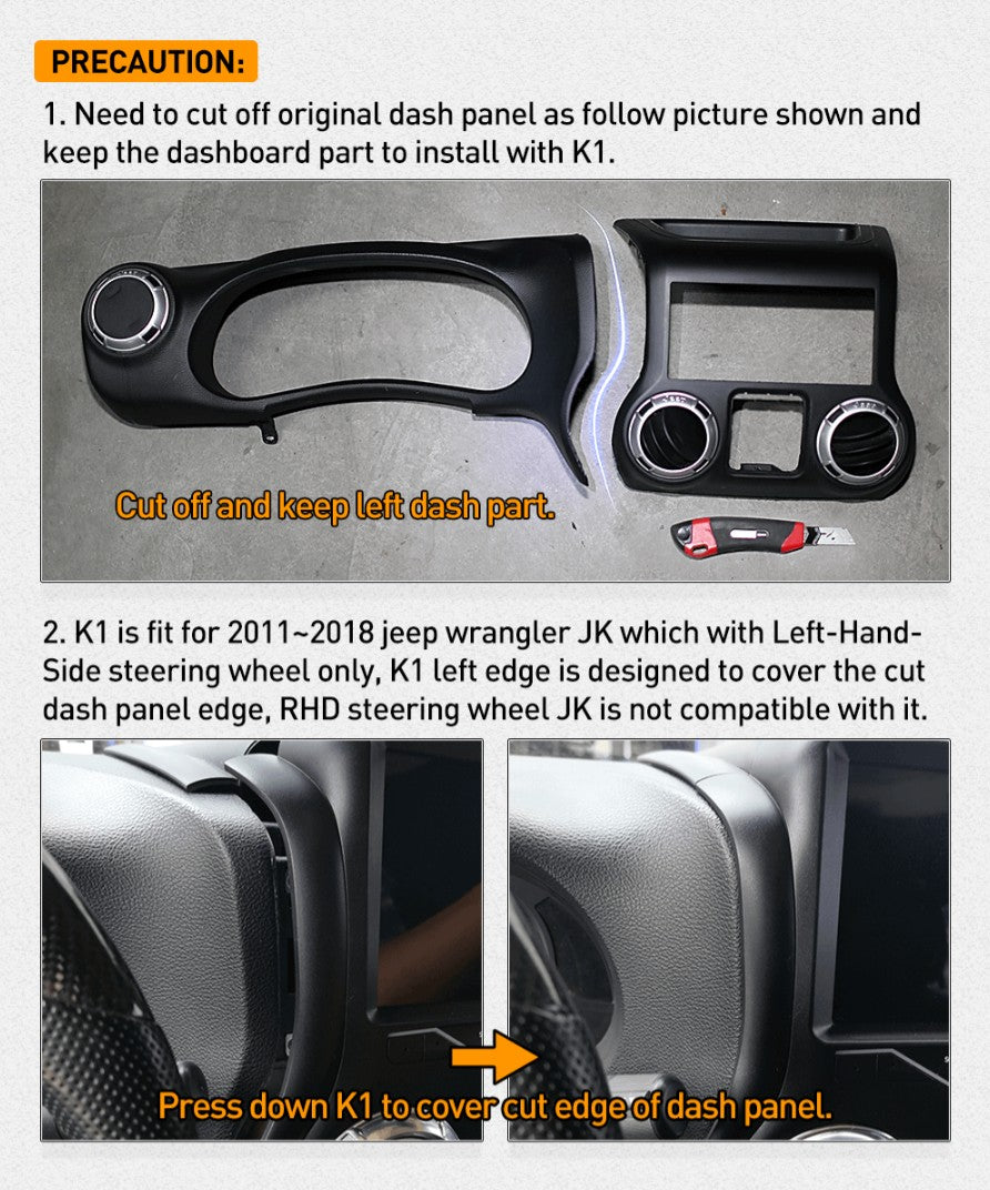 K1 Radio Infotainment System - Jeep Wrangler JK/JKU 2011-2018 - 4X4 WAVERS