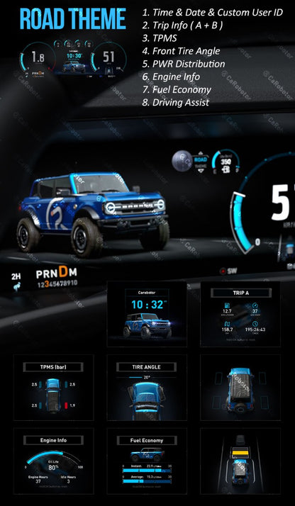 B Pro Carobotor Digital Dashboard Cluster - 12.3″ HD Cluster - Ford Bronco Gen 6 2021+ - 4X4 WAVERS